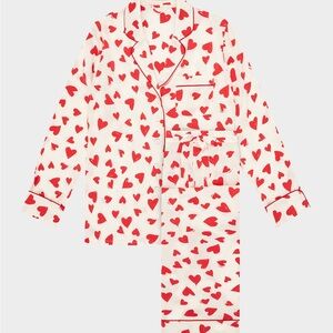 $770 Olivia von Halle Lila Heart-Print Silk Pajama Set